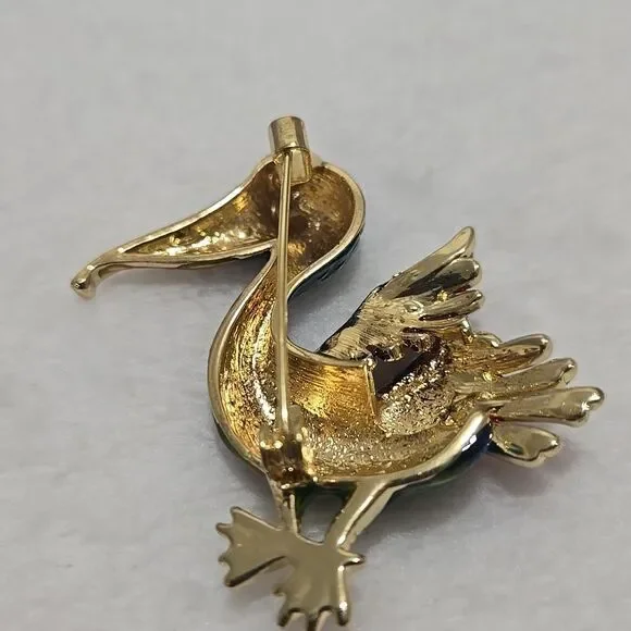 Colorful Bird Brooch with Gold Accents - Picture 3 of 7